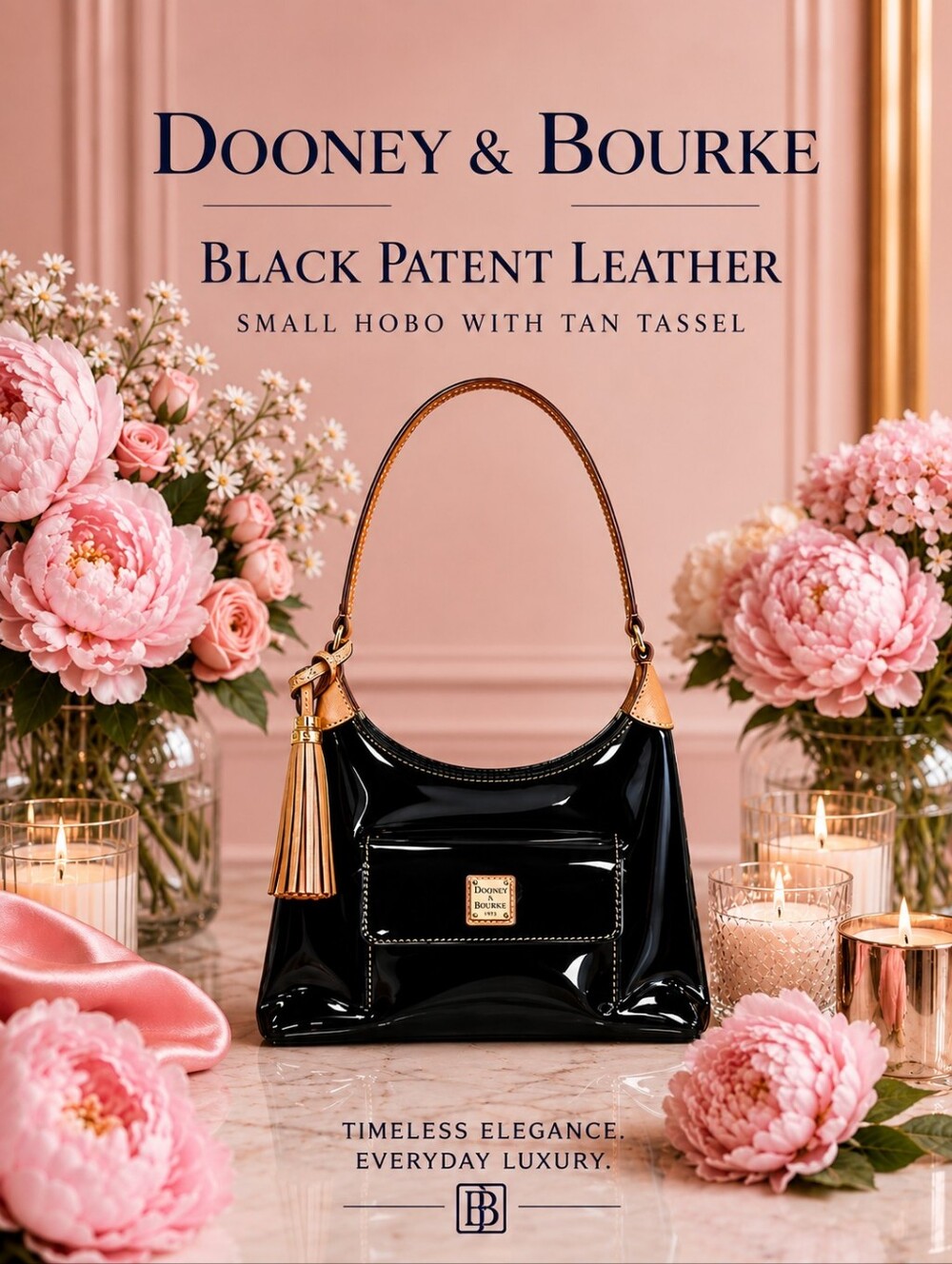 Dooney & Bourke Black Patent Leather |Hobo with Tassel |EUC - Picture 2 of 11